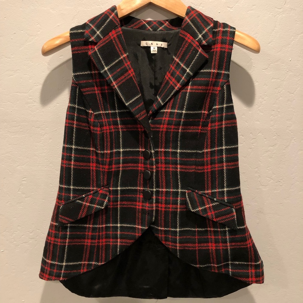 CAbi Vest Manhattan Tartan Plaid, Sz Medium